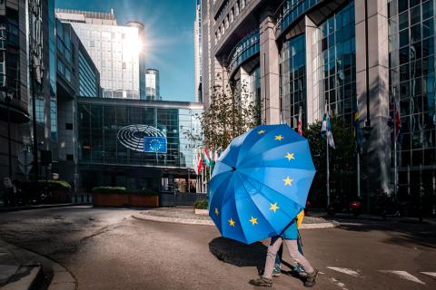 Brussels and European Parliament buidling